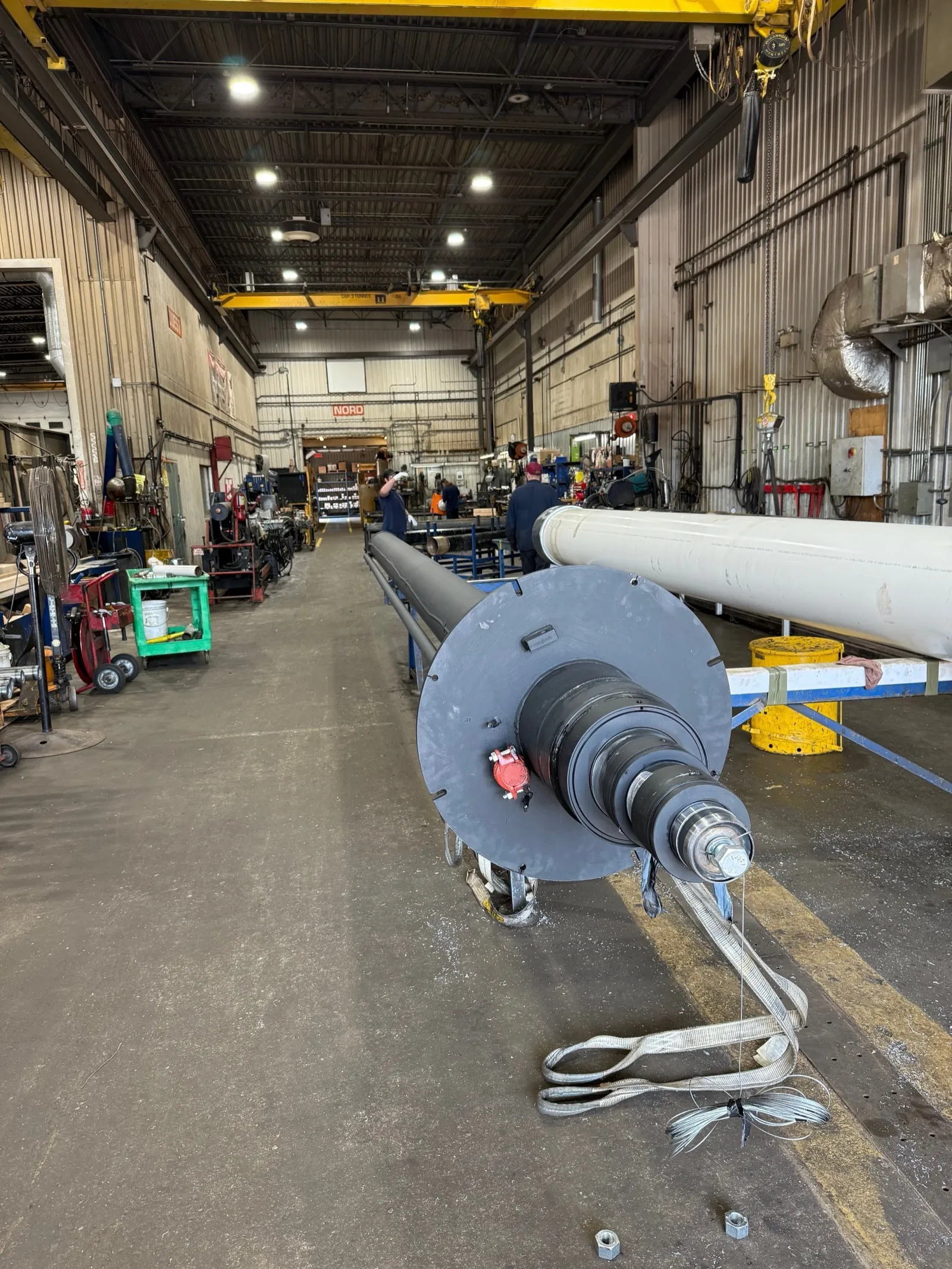Hydraulic elevator jack in the shop before installation